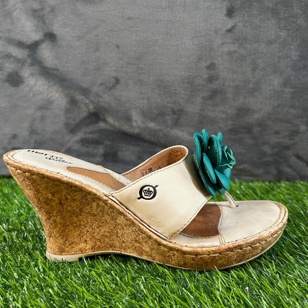 Born Cream and Teal Floral Wedges